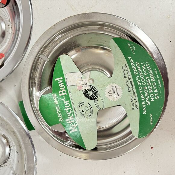 VTG SET THREE 6" Chrome GE Hotpoint Kenmore Reflector Drip Pans Range Kleen -HBN - Picture 3 of 5